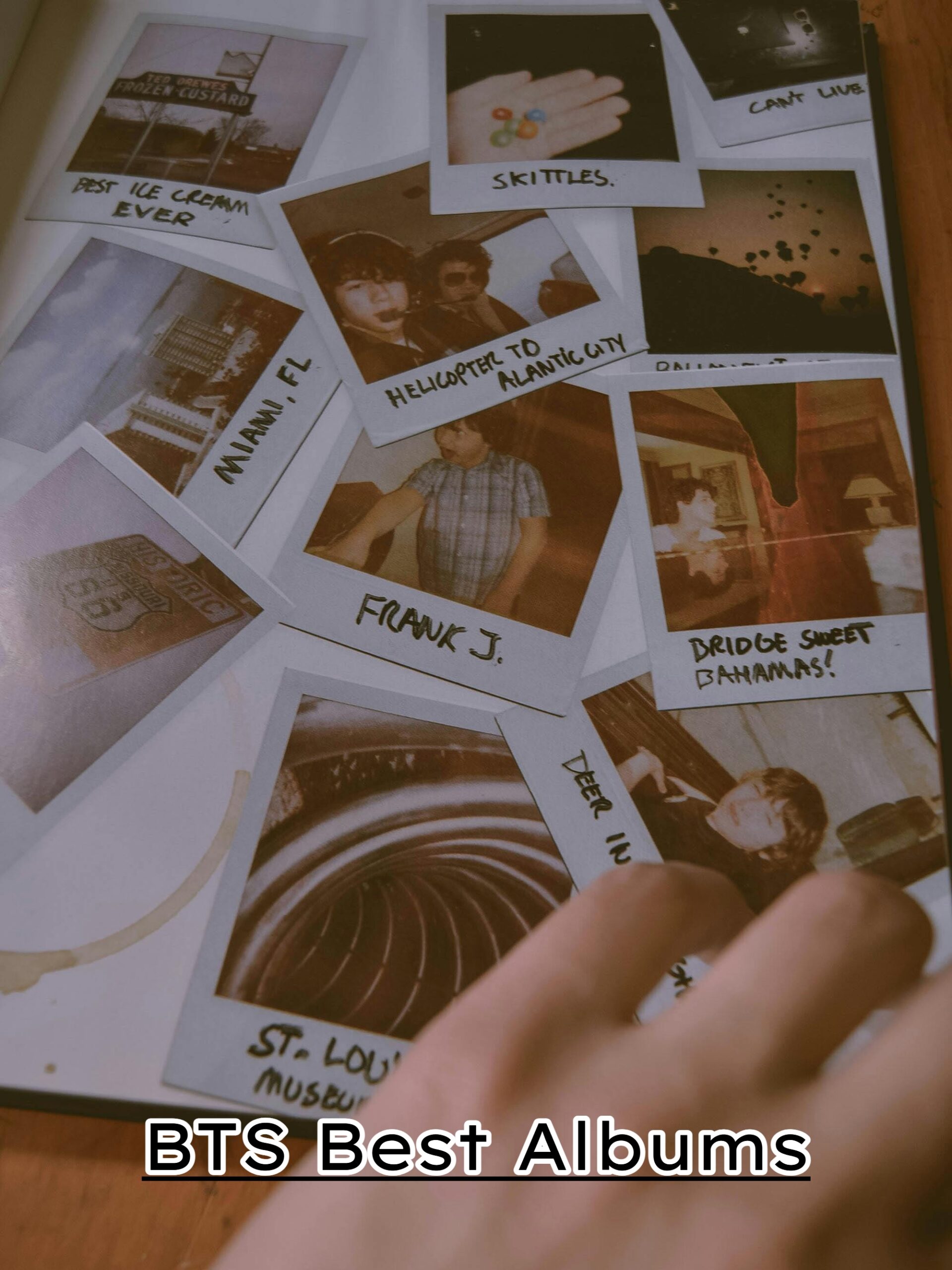 BTS best albums collection featuring Love Yourself, Map of the Soul, and BE displayed together.